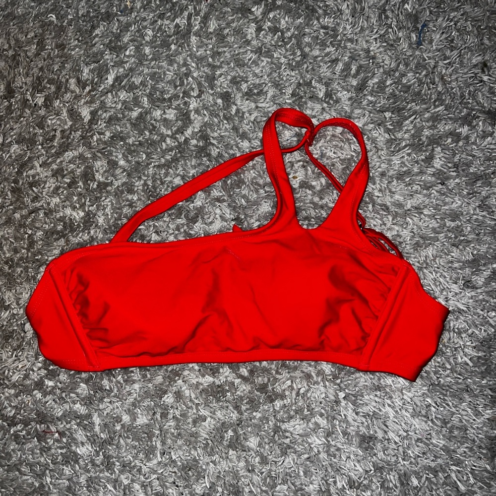 Red One-Shoulder Bikini Top